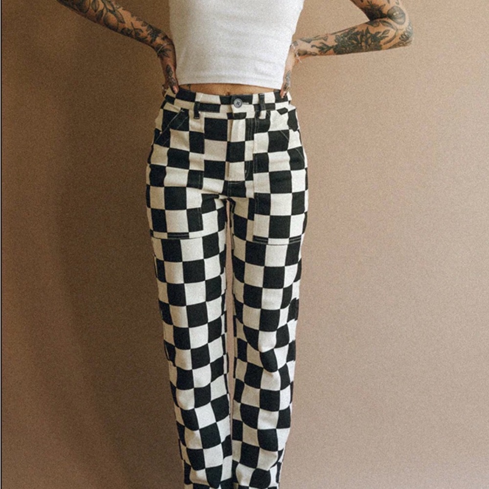 P&Co Checkered Straight Leg Pants